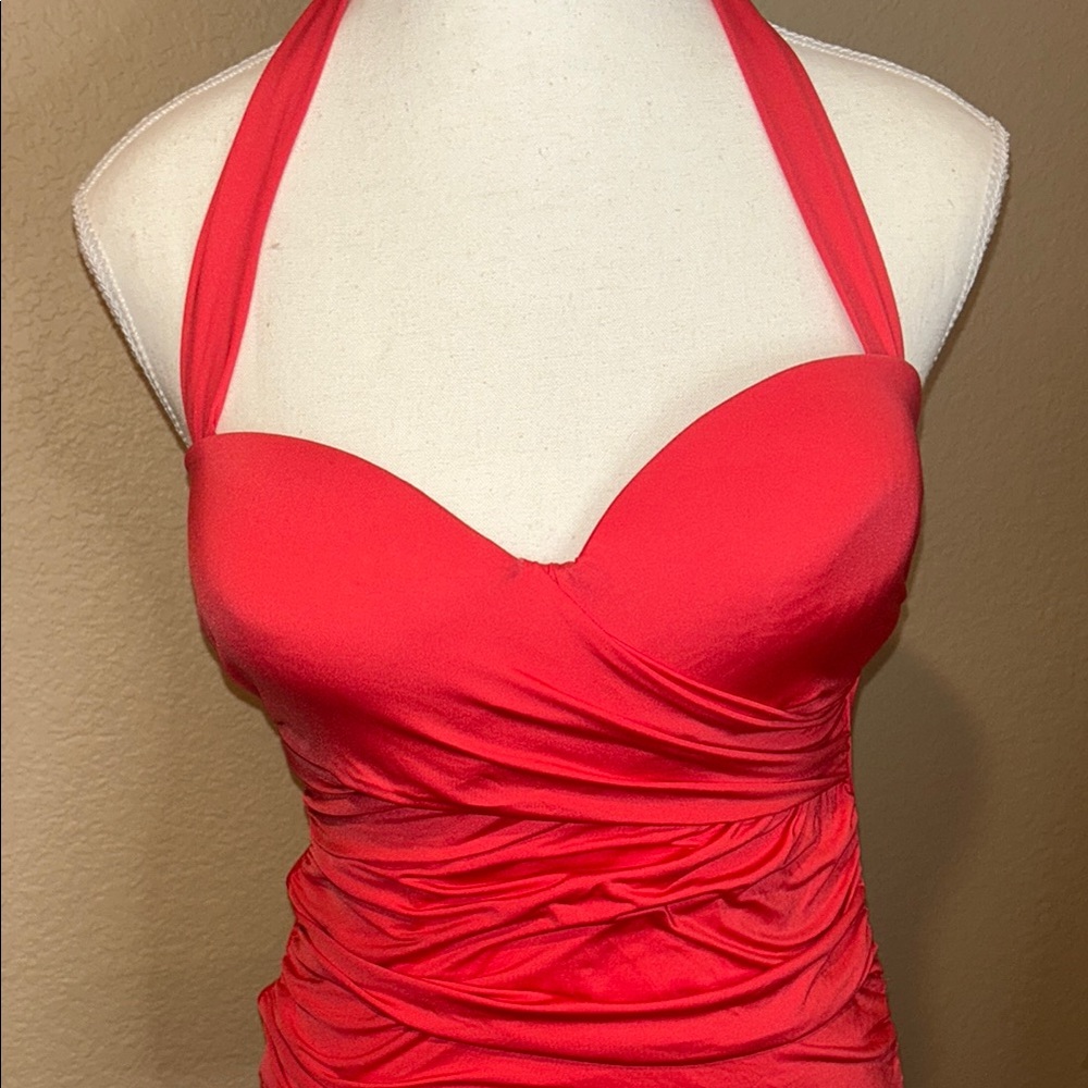 Merona Red Women's One Piece Swimsuit - Picture 4 of 13